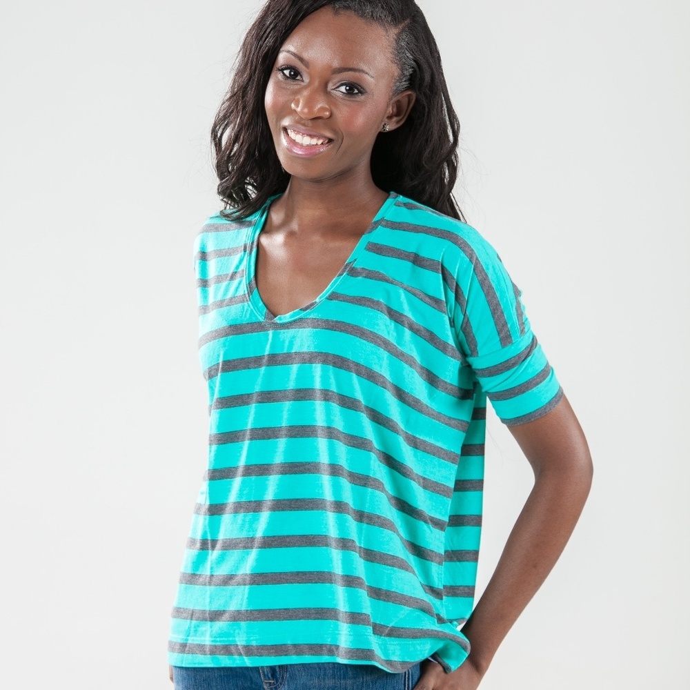 🐸Green Striped Tee - Picture 5 of 6
